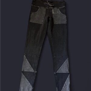 Free People Black and Charcoal Patchwork Leggings